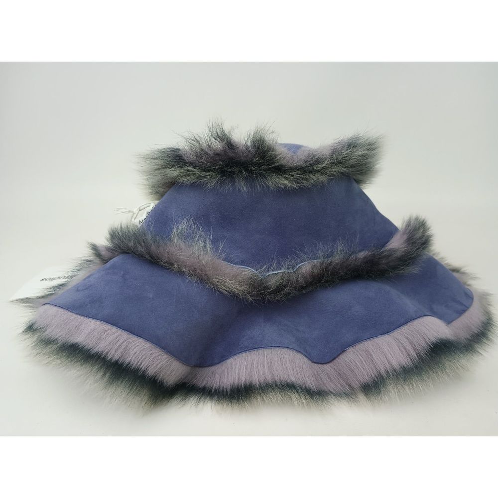 Acne Studios Lilac Purple Fur Shearling Bucket Hat Size S/M - Picture 2 of 9
